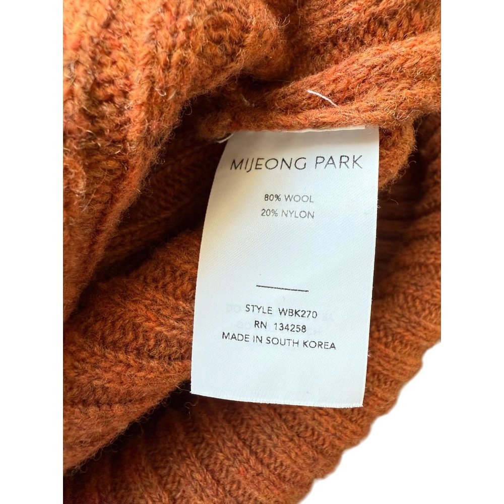 Mijeong Park Wool Blend Side-Tie Ribbed Turtleneck Sweater Women Medium Brown - Picture 8 of 8
